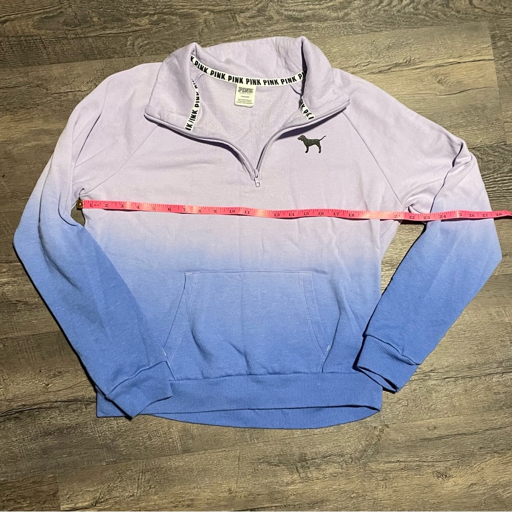 Victoria’s Secret Pink Ombré Purple Blue 1/4 Zip Sweatshirt.  Women’s Large. - Picture 5 of 7
